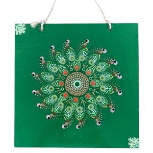 OOAK Handmade Mandala Dot Painting | Hanging Wall Art 8.5"x8.5" | Earth Tones